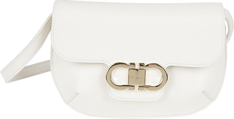 Ferragamo Compact Rigid Shoulder Bag with Double Gancini Ornament