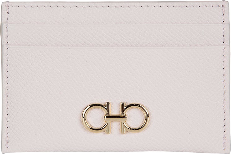 Ferragamo Textured Leather Cardholder with Antique Gold Ornament