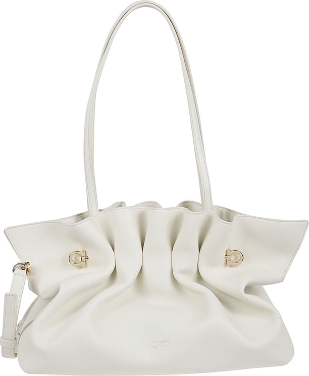 Ferragamo Pleated Lamb Leather Bag with Gancini Hardware