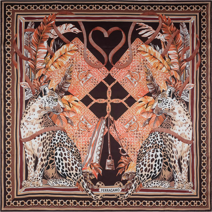 Ferragamo Foulard Felindra 90 con Stampa Animalier