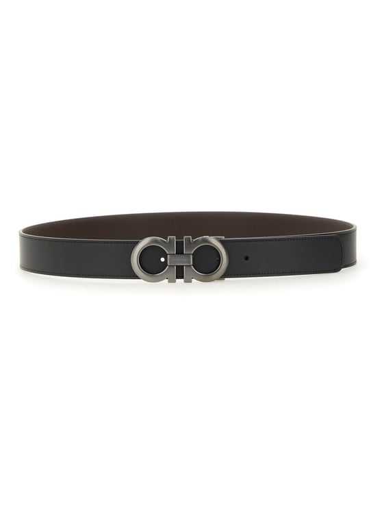 Ferragamo Reversible Dark Brown Calfskin Belt