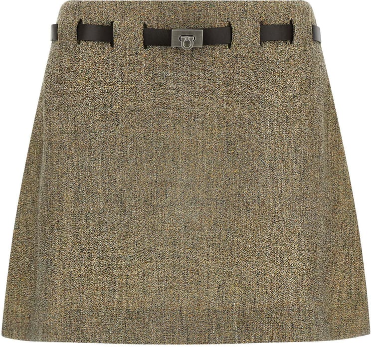 Ferragamo Ferragamo Multicolor Linen Long Skirt