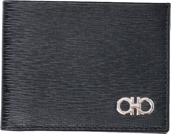 Ferragamo Black Gancini Leather Bi-Fold Wallet
