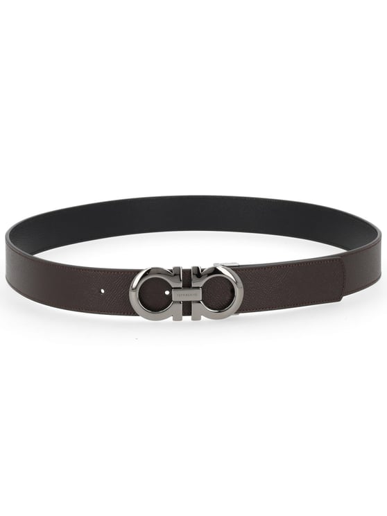 Ferragamo Hooks Reversible Pebbled Calf Belt