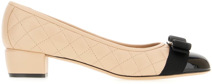 Ferragamo Ferragamo Two-tone nappa leather Vara ballerinas