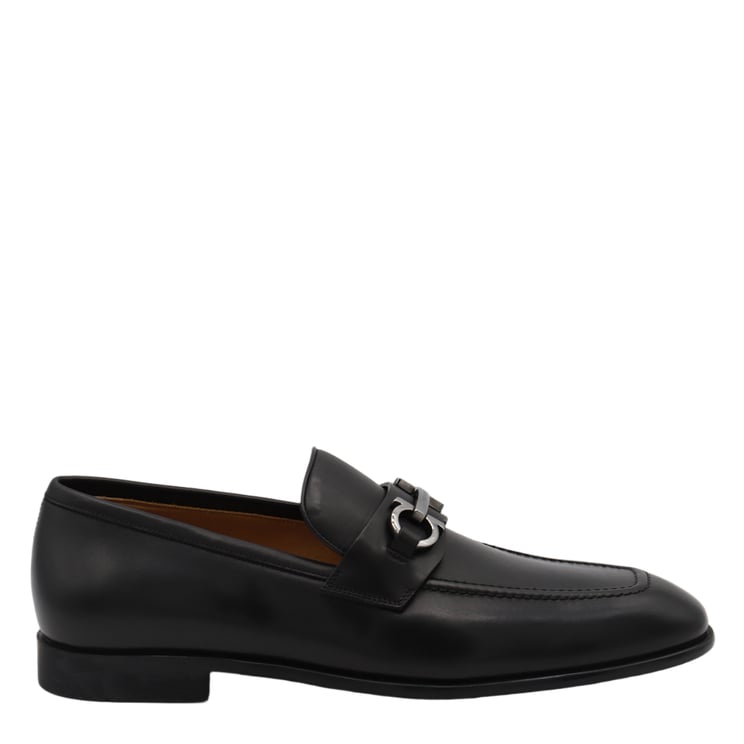 Ferragamo Loafers with Silver-toned Bit Detail and Polished Finish