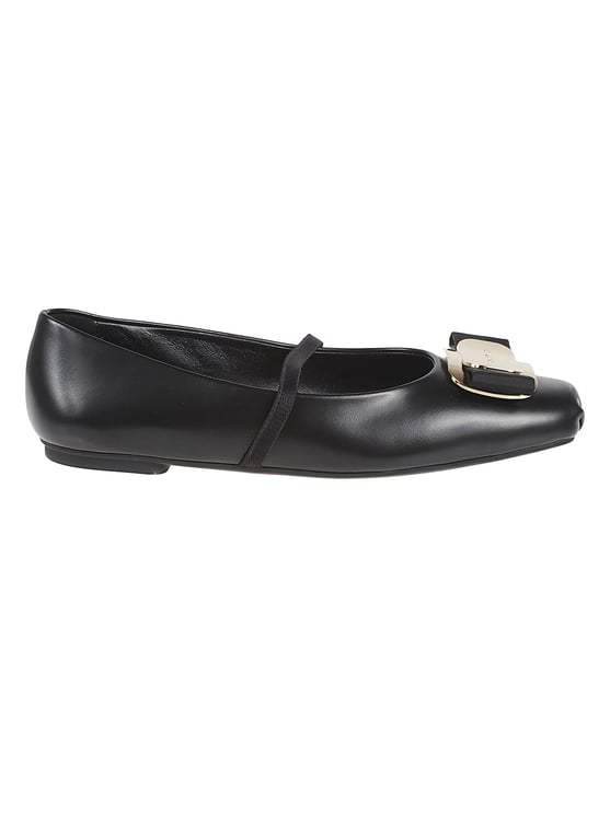 Ferragamo Pointed Toe Flats with Gros-Grain Elastic