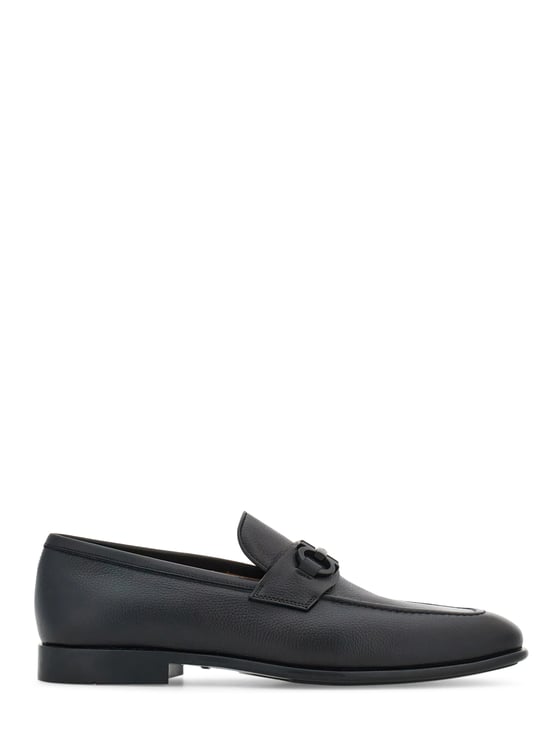 Ferragamo Sleek Leather Loafers with Decorative Strap