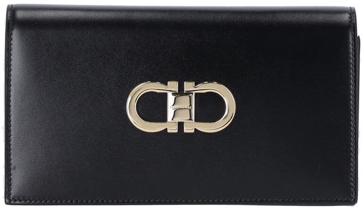 Ferragamo Black Mini Gancini Brushed Leather Bag