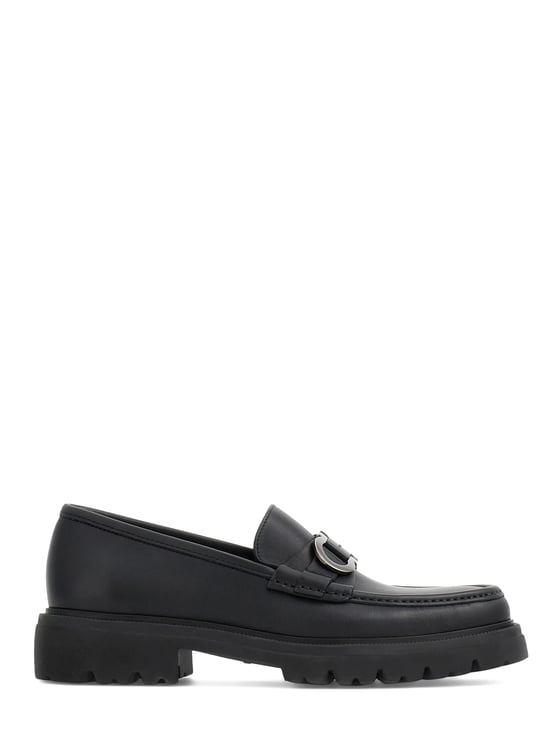 Ferragamo Chunky Rubber Sole Loafers with Silver-tone Buckle Detail