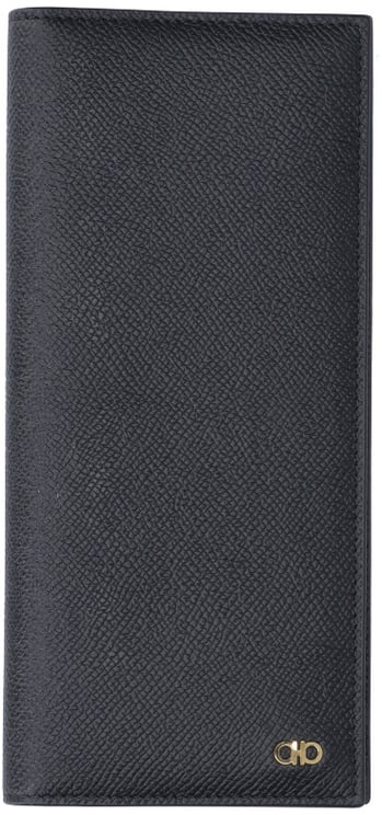 Ferragamo Black Compact Minimalist Smooth Leather Wallet