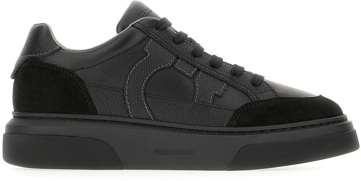 Ferragamo Ferragamo Black leather and suede Cassina sneakers