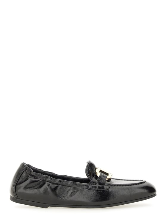 Ferragamo Moc Toe Gold Bit Leather Loafers