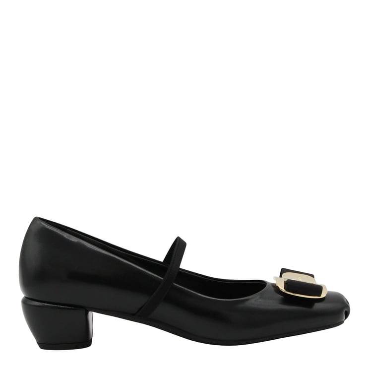 Ferragamo Black Pumps with Gold-tone Buckle