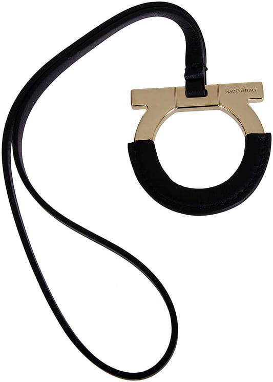 Ferragamo Gancini Gold-Tone Metal and Leather Keychain Charm