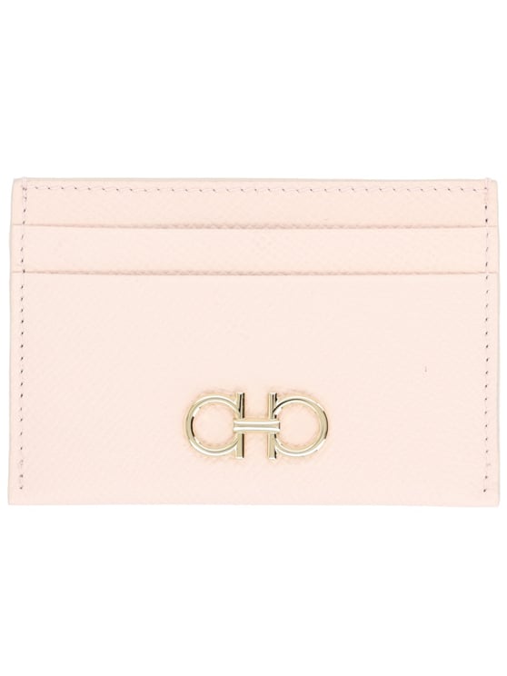 Ferragamo Gancini Calf Leather Pink Card Holder