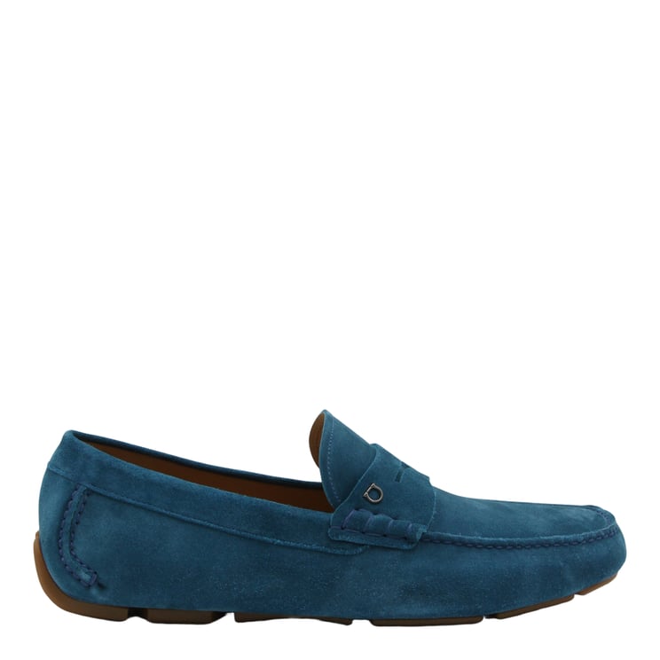 Ferragamo Suede Loafer-Designed Flat Shoes with Moccasin Stitching