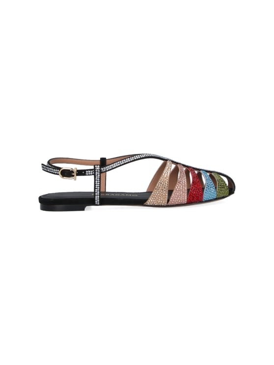 Ferragamo Playful Multicolour Strappy Sandals with Flat Sole