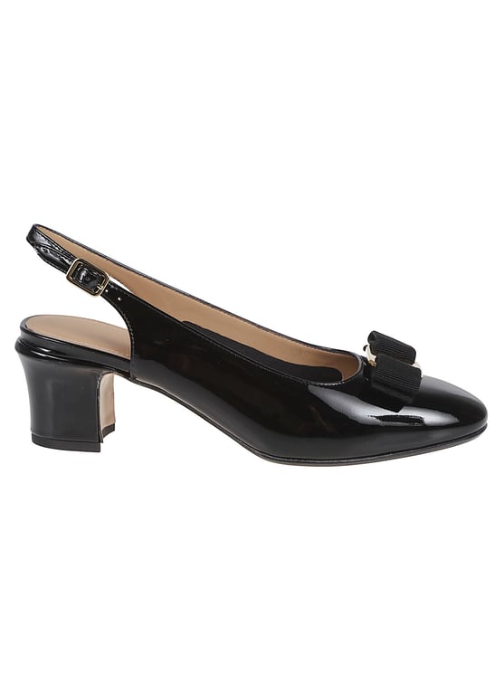 Ferragamo Slingback Shoes with Pointed Toe and Grosgrain Bow