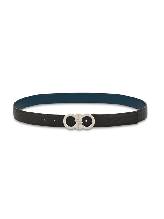 Ferragamo Double-Adjustable Calf Leather Belt with Distinctive Buckle