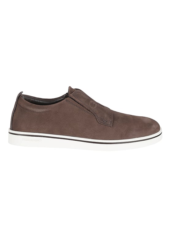 Ferragamo Slip-On Nubuck Leather Sneakers with Derby Lace Design