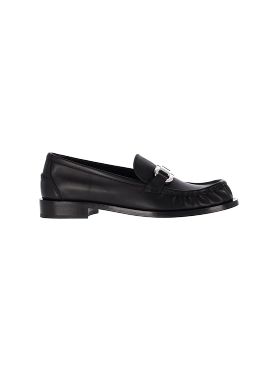 Ferragamo Black Gancini Leather Moccasin