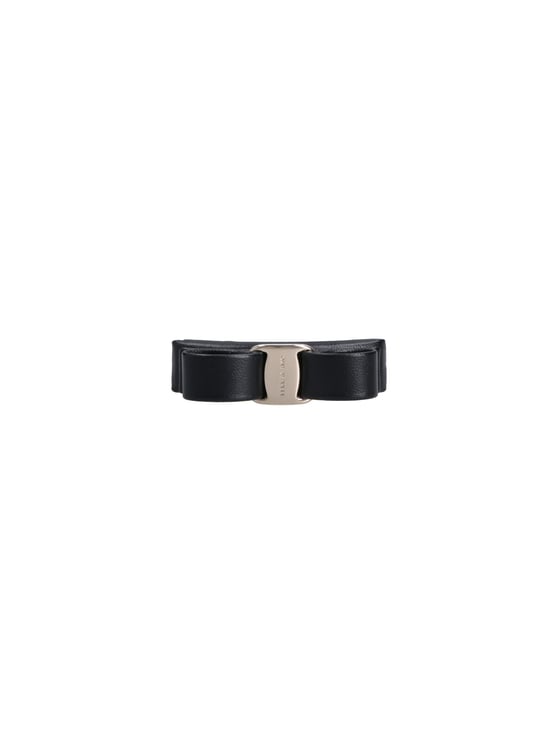 Ferragamo Black Vara Leather Hair Clip