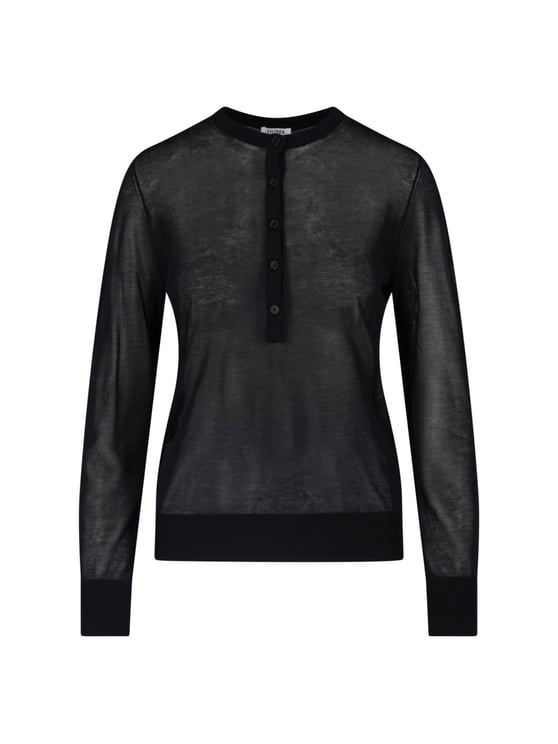 Filippa K Black Lightweight Semi-Sheer Round Neck Sweater