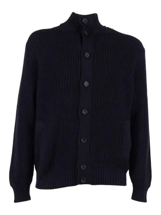 Filippo De Laurentiis Navy Blue Fine Merino Cardigan