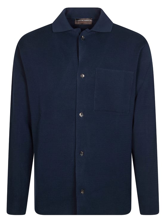 Filippo De Laurentiis Dark Navy Knit Shirt Jacket