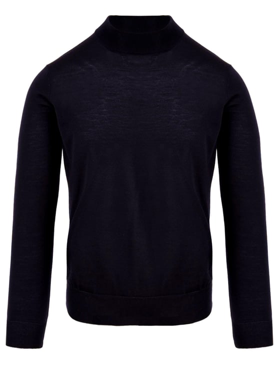 Filippo De Laurentiis Navy Blue Merino Wool Turtleneck Sweater