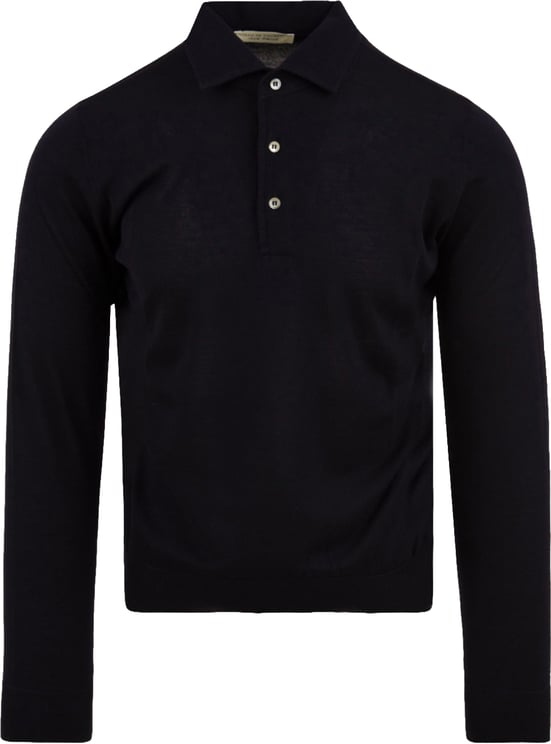 Filippo De Laurentiis Navy Blue Paramontura Merino Polo