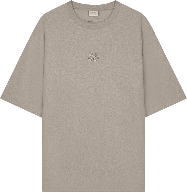 Filling Pieces T-Shirt Boxy Embroidered Melange Pure