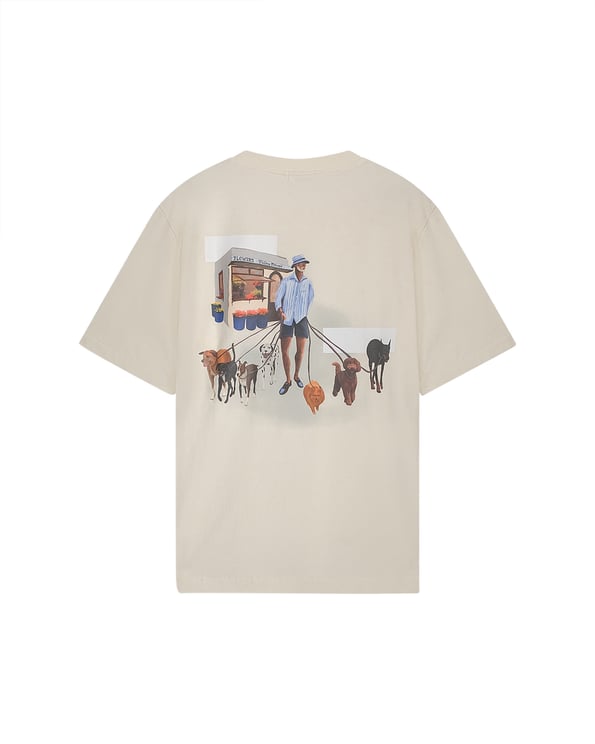 Filling Pieces T-shirt Dog Walker Antique White