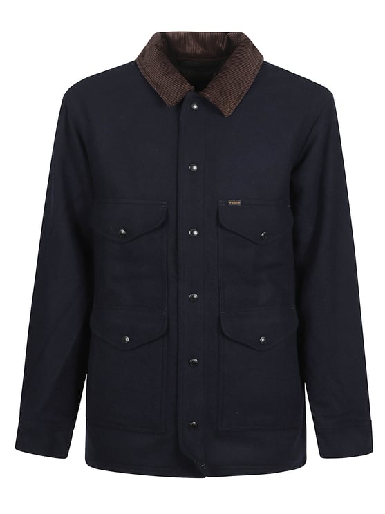 Filson Structured Black Jacket With Flap Pockets And Contrasting Collar