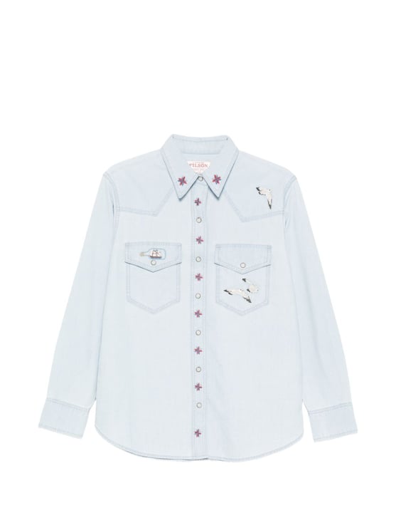 Filson Light Blue Embroidered Denim Shirt