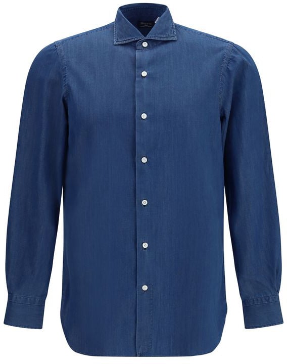 Finamore 1925 Napoli Finamore Blue Cotton Shirt