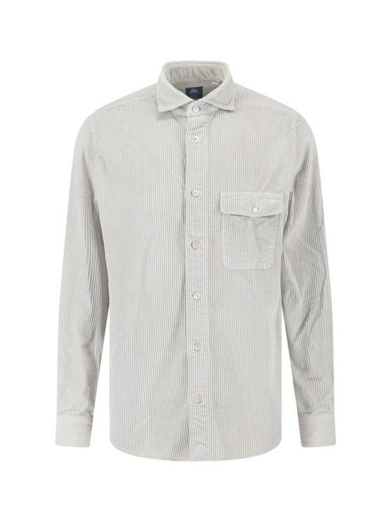 Finamore 1925 Napoli Minimalist Grey Shirt With Button-Down Front And Long Sleeves