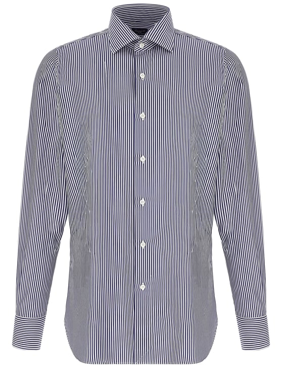 Finamore 1925 Napoli Vertical Striped Cotton Shirt