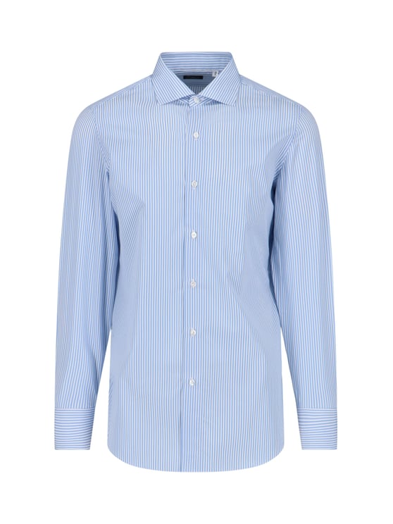 Finamore 1925 Napoli Long-Sleeve Light Blue Stripe Formal Shirt