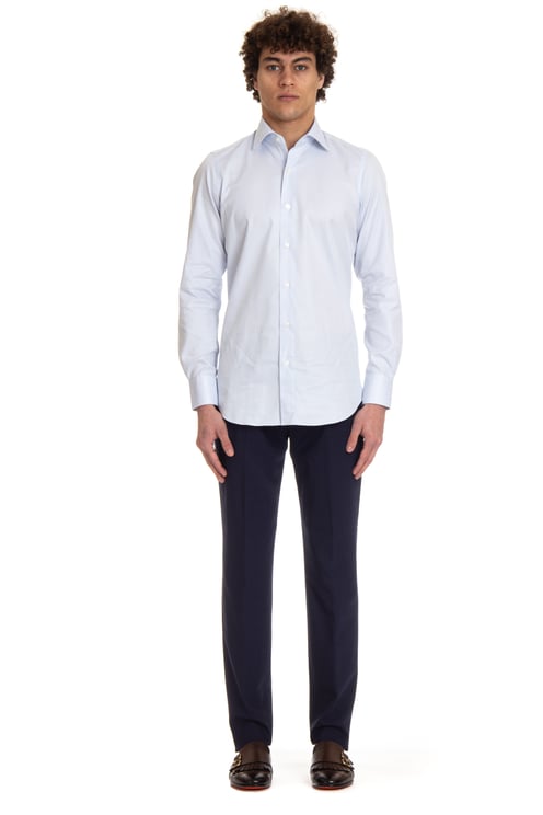 Finamore 1925 Napoli Textured Cotton Tailored Shirt Milano Line