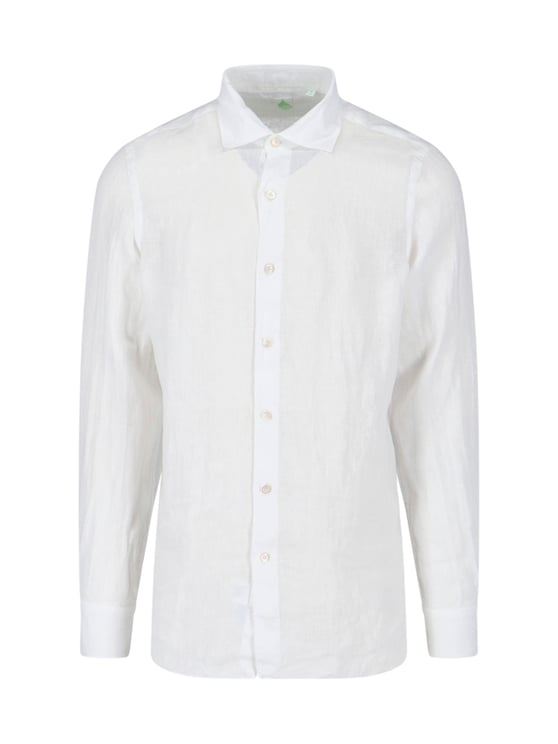 Finamore 1925 Napoli White Gaeta Traditional Collar Linen Shirt
