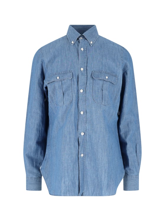 Finamore 1925 Napoli Light Blue Zurigo Cotton Linen Shirt