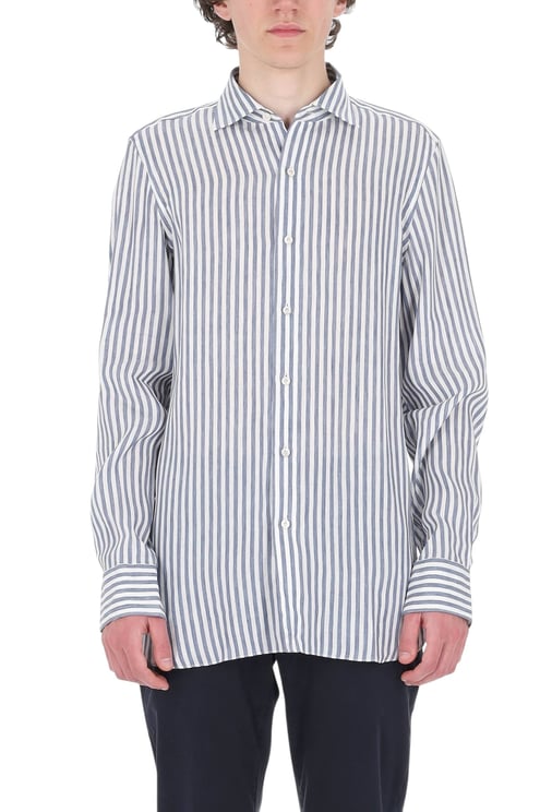 Finamore 1925 Napoli Gaeta Striped Linen-Lyocell Casual Shirt
