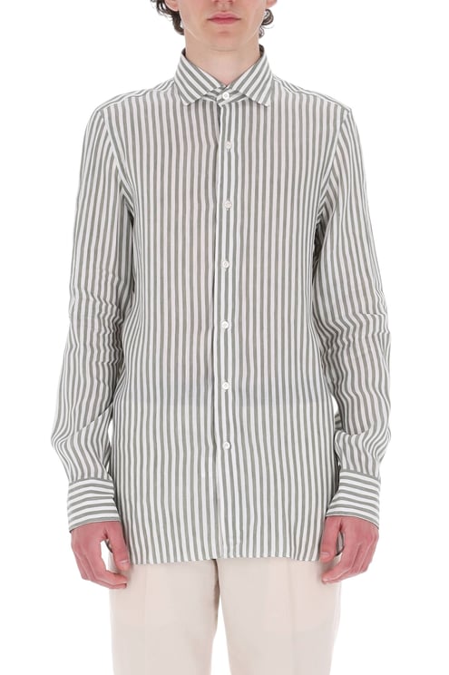 Finamore 1925 Napoli Gaeta Striped Linen-Lyocell Casual Shirt