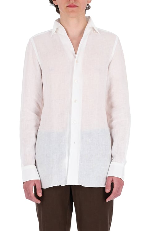 Finamore 1925 Napoli Gaeta Ustica Collar Linen Casual Shirt