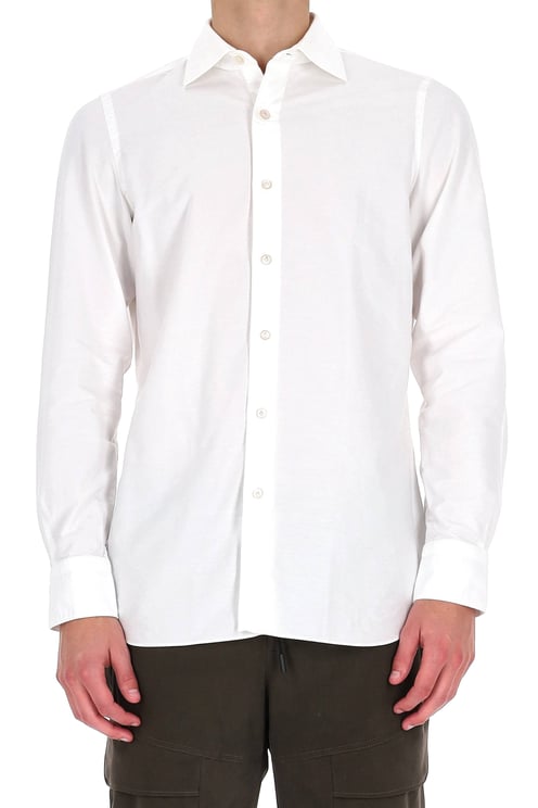 Finamore 1925 Napoli Gaeta Linea Cotton Chambray Tailored Shirt