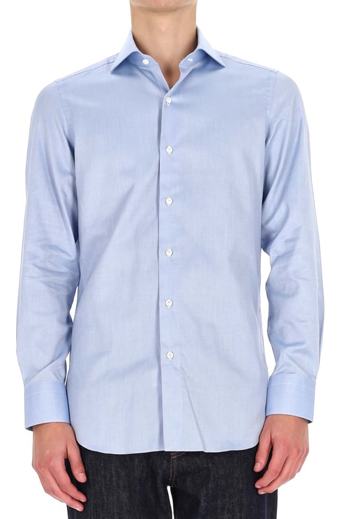 Finamore 1925 Napoli Traveller Tailored Shirt in Royal Oxford Linea Milano