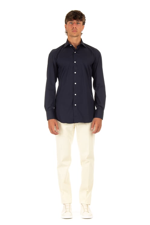 Finamore 1925 Napoli Stretch Poplin Tailored Shirt Milano Line