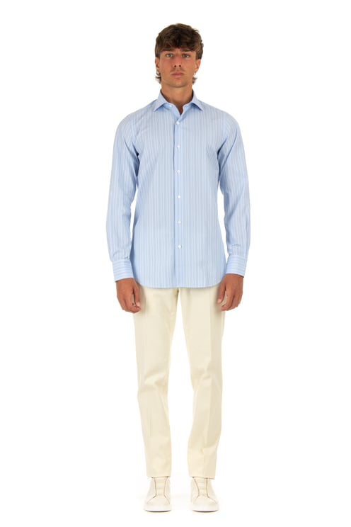 Finamore 1925 Napoli Striped Poplin Tailored Shirt Milano Line